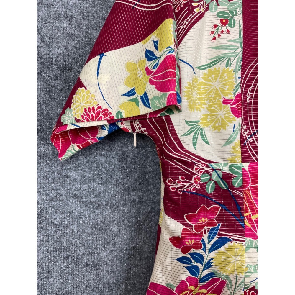 Maeve Dress‎ Women 12 Red Floral Silk Blend Great V-Neck Metallic Anthropologie - Picture 12 of 16
